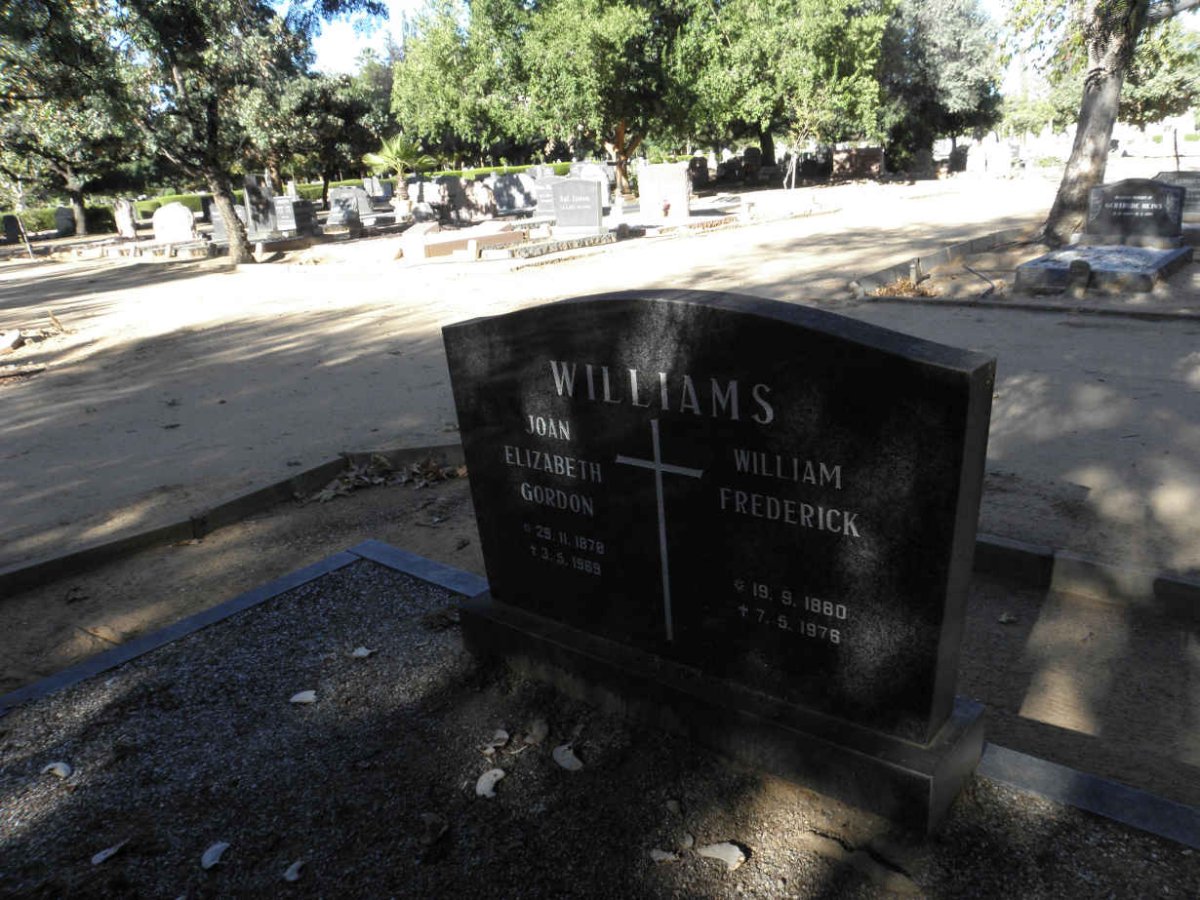 WILLIAMS William Frederick 1880-1976 &amp; Joan Elizabeth Gordon 1878-1969