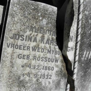 ? KARS?N Aletta Josina voorheen MYBURGH nee ROSSOUW 1860-1932 