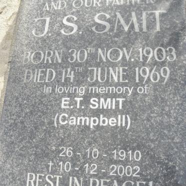 SMIT J.S. 1903-1969 &amp; E.T. CAMPBELL 1910-2002