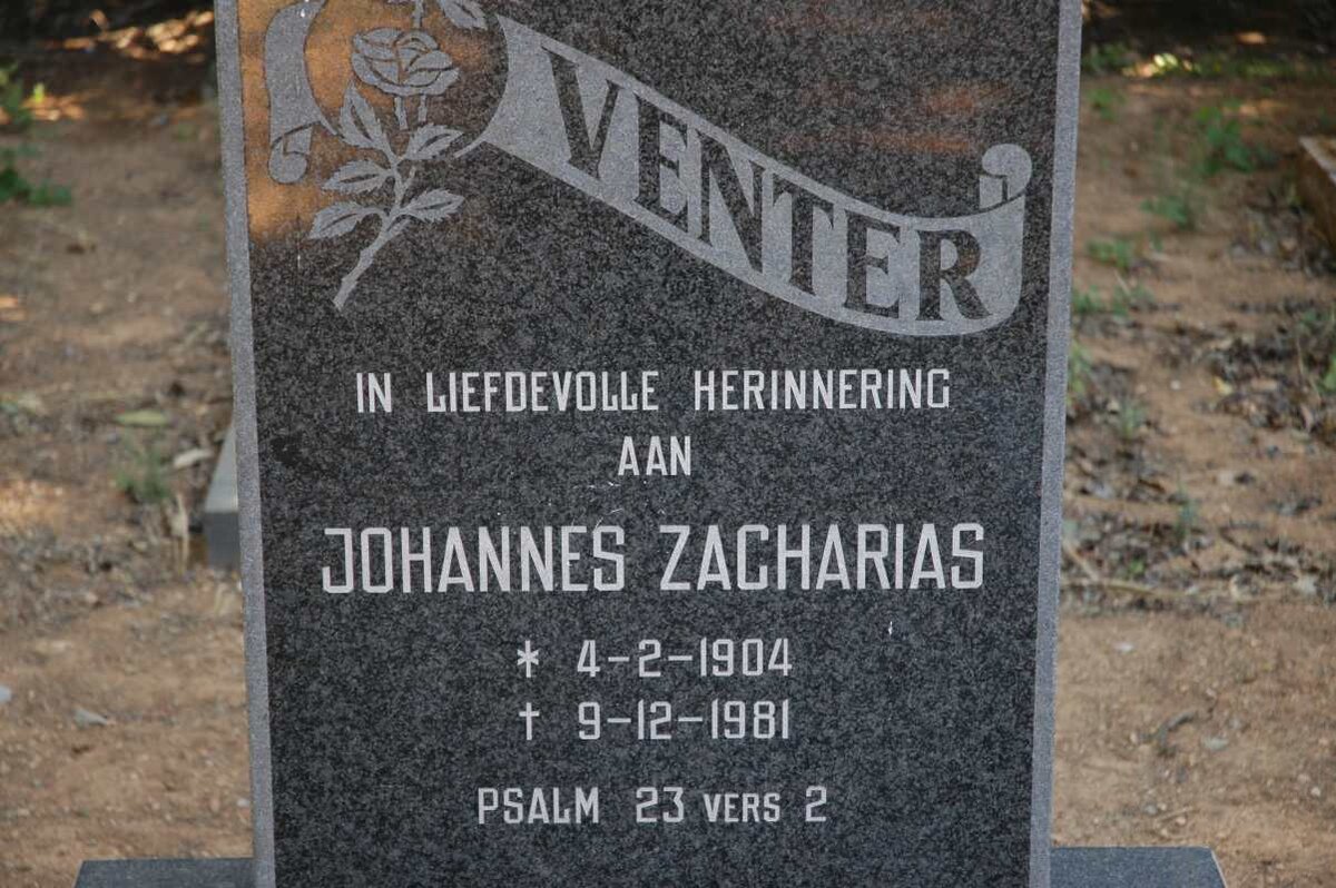 VENTER Johannes Zacharias 1904-1981