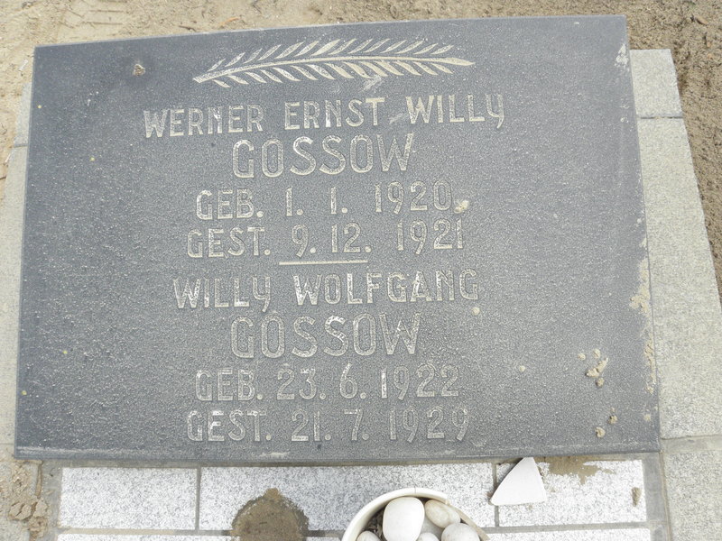 GOSSOW Werner Ernst Willy 1920-1921 :: GOSSOW Willy Wolfgang 1922-1929
