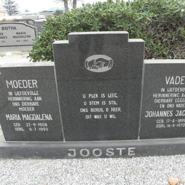 JOOSTE Johannes Jacobus 1899-1970 &amp; Maria Magdalena 1904-1993