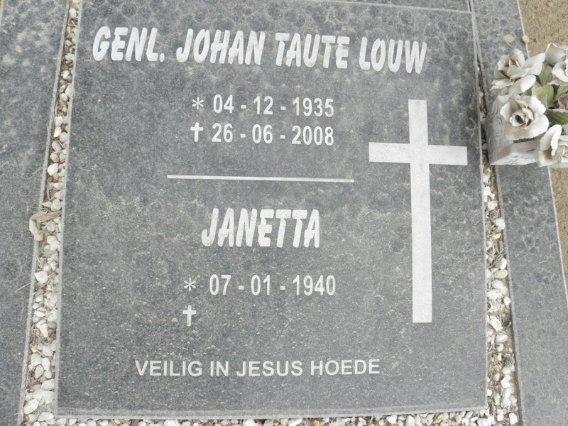 LOUW Johan Taute 1935-2008 &amp; Janetta 1940-