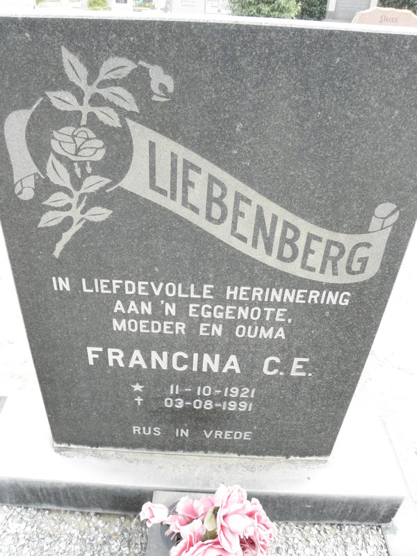 LIEBENBERG Francina C.E. 1921-1991