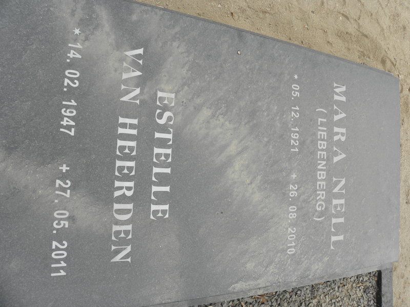 NELL Mara nee LIEBENBERG 1921-2010 :: van HEERDEN Estelle 1947-2011