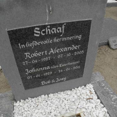 SCHAAF Robert Alexander 1927-2005 &amp; Johanna ESTERHUIZEN 1929-2011