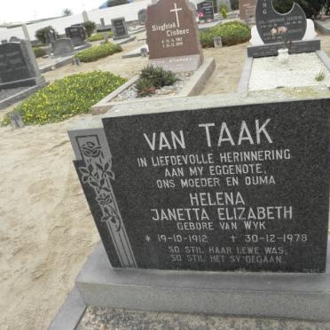 TAAK Helena Janetta Elizabeth, van nee van WYK 1912-1978