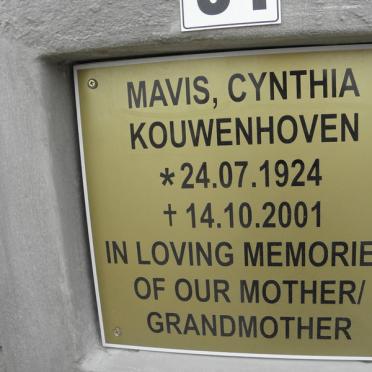 KOUWENHOVEN Mavis Cynthia 1924-2001