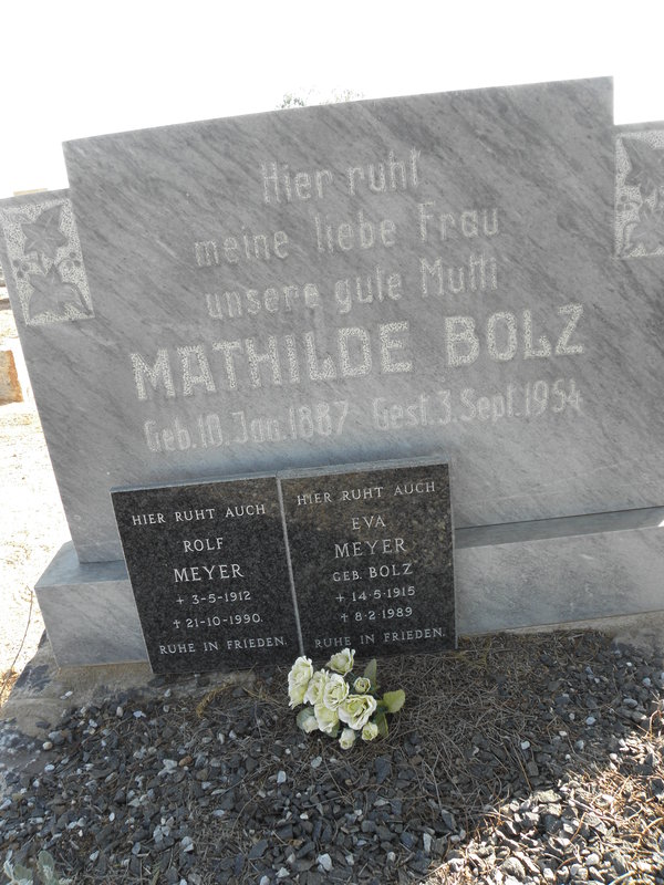BOLZ Mathilde 1887-1954 :: MEYER Rolf 1912-1990 &amp; Eva BOLZ 1915-1989