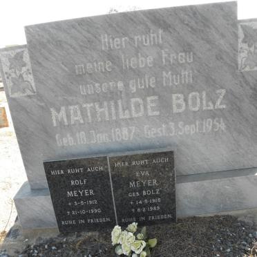 BOLZ Mathilde 1887-1954 :: MEYER Rolf 1912-1990 &amp; Eva BOLZ 1915-1989