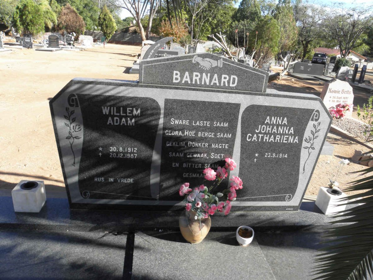 BARNARD Willem Adam 1912-1987 &amp; Anna Johanna Catheriena 1914-