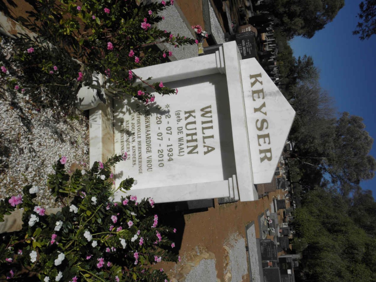 KEYSER Willa Kuhn nee DE WAAL 1934-2010