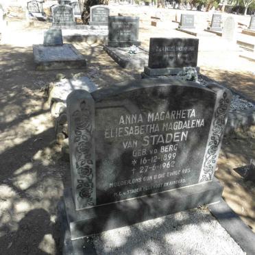 STADEN Anna Magaretha Eliesabetha Magdalena, van nee V.D. BERG 1899-1962