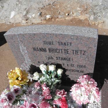 TIETZ Hanni Brigitte nee STANGE 1921-2008