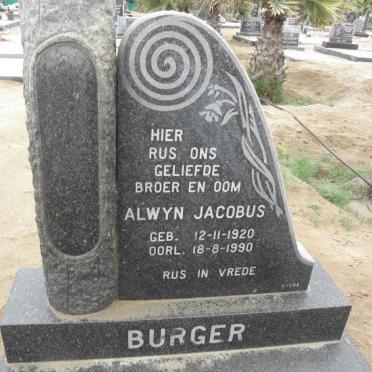 BURGER Alwyn Jacobus 1920-1990