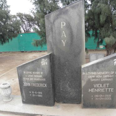 PAY John Frederick 1915-1982 &amp; Violet Henriette 1918-2001