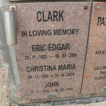 CLARK Eric Edgar 1923-2004 &amp; Christina Maria 1924-2004 :: CLARK John 1950-2004