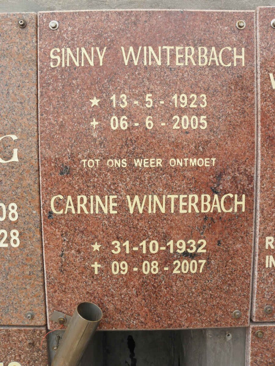 WINTERBACH Sinny 1923-2005 &amp; Carine 1932-2007