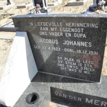 MERWE Jacobus Johannes, van der 1922-1991