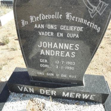 MERWE Johannes Andreas, van der 1903-1990