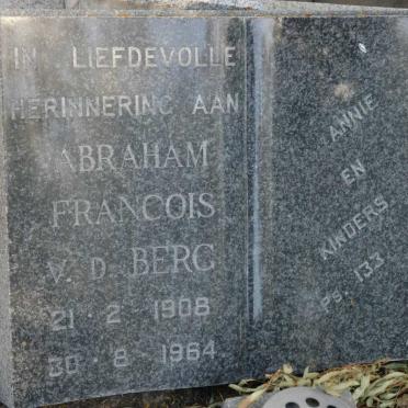 BERG Abraham Francois, v.d. 1908-1964