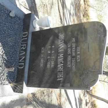 DURAND Johanna Magaretha 1881-1941