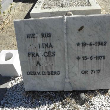 HAYES ?lina Frances nee V.D. BERG 1942-1975