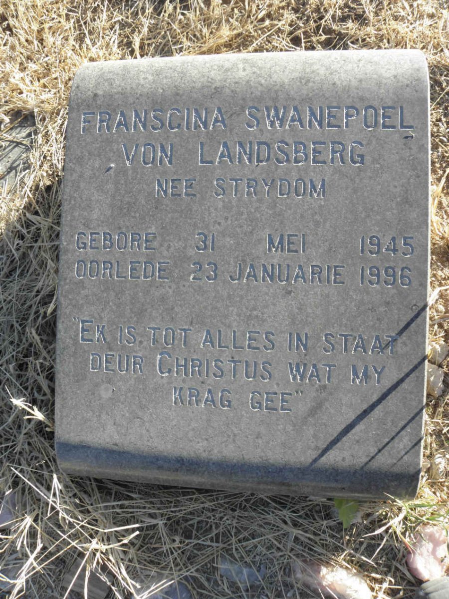 LANDSBERG Franscina Swanepoel, von nee STRYDOM 1945-1996