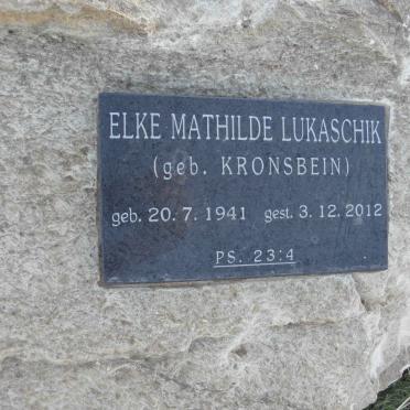 LUKASCHIK Elke Mathilde nee KRONSBEIN 1941-2012