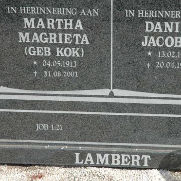 LAMBERT Daniel Jacobus 1921-1994 &amp; Martha Magrieta KOK 1913-2001