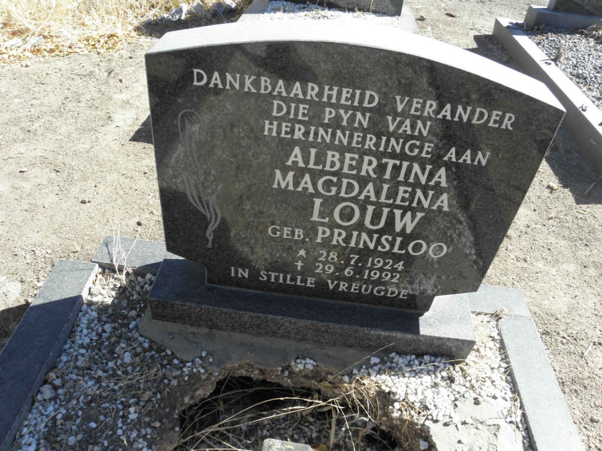 LOUW Albertina Magdalena nee PRINSLOO 1924-1992