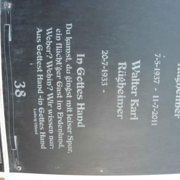 RÜGHEIMER Lourens Christiaan 1937-2011 :: RÜGHEIMER Walter Karl 1933-