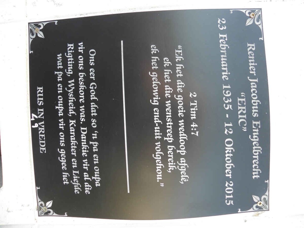 ENGELBRECHT Renier Jacobus 1935-2015