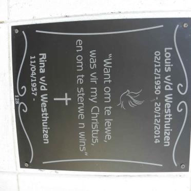 WESTHUIZEN Louis, v.d. 1930-2014 &amp; Rina 1937-