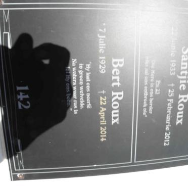 ROUX Bert 1929-2014 &amp; Saartjie 1933-2012