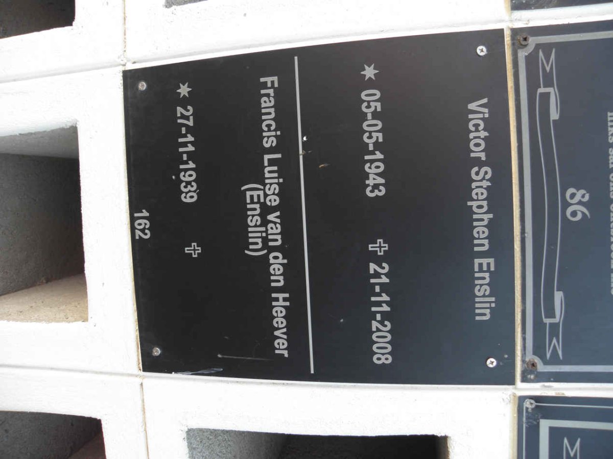 ENSLIN Victor Stephen 1943-2008 :: VAN DEN HEEVER Francis Luise, ENSLIN 1939-