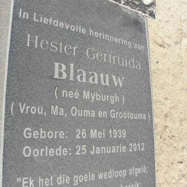 BLAAUW Hester Gertruida nee MYBURGH 1939-2012