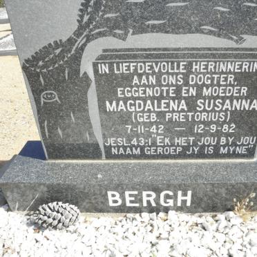 BERGH Magdalena Susanna nee PRETORIUS 1942-1982