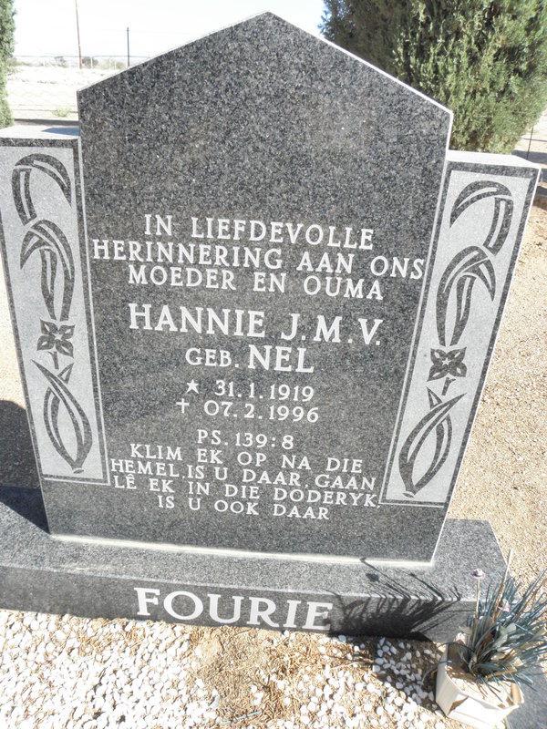FOURIE Hannie J.M.V. nee NEL 1919-1996