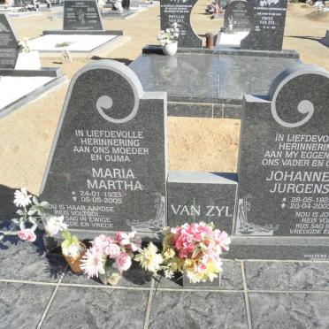 ZYL Johannes Jurgens, van 1924-2003 &amp; Maria Martha 1933-2005