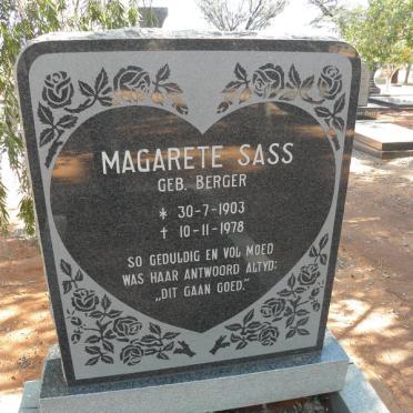 SASS Magarete nee BERGER 1903-1978