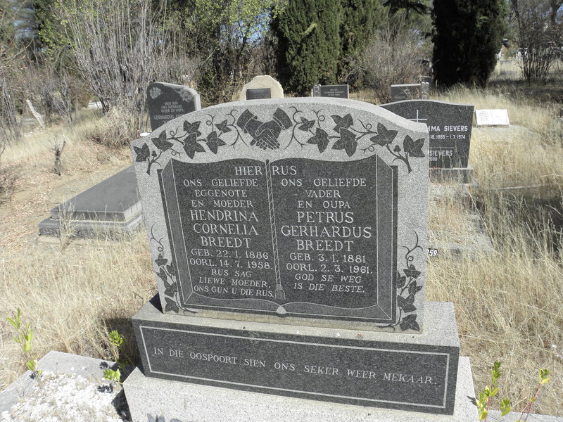 BREEDT Petrus Gerhardus 1881-1961 &amp; Hendrina Cornelia 1886-1958