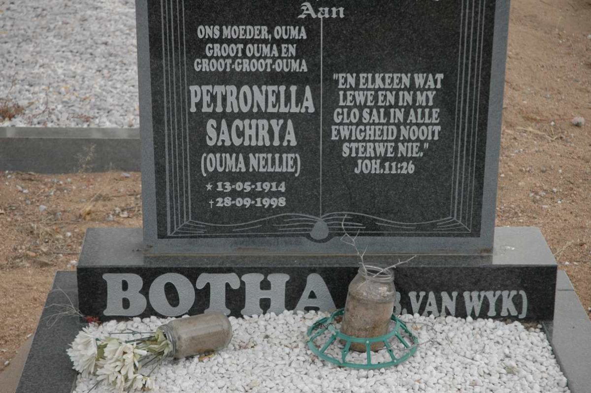BOTHA Petronella Sachrya nee VAN WYK 1914-1998