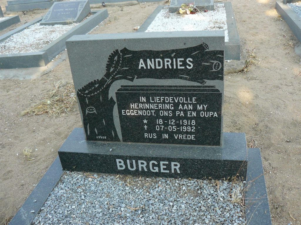 BURGER Andries 1918-1992