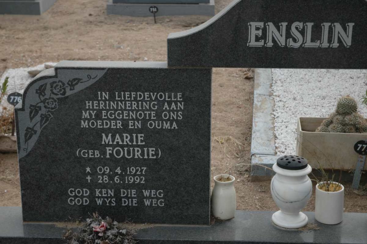 ENSLIN Marie nee FOURIE 1927-1992