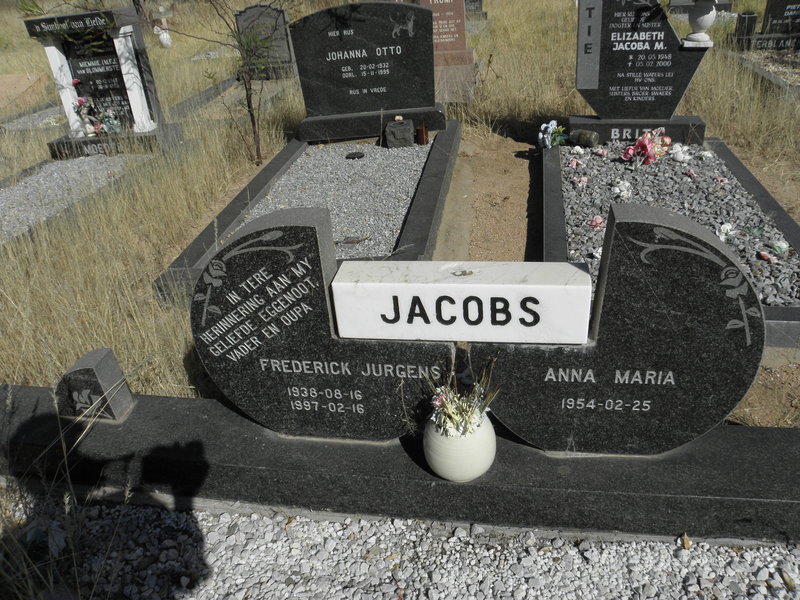JACOBS Frederick Jurgens 1938-1997 &amp; Anna Maria 1954-