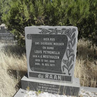 RAAN Louis Petronella, du nee V.D. WESTHUIZEN 1898-1977