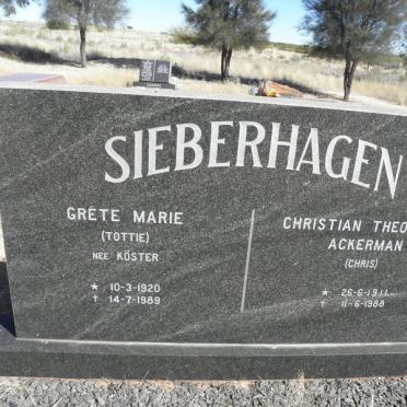 SIEBERHAGEN Christian Theodorus Ackerman 1911-1988 &amp; Grete Marie KOSTER 1920-1989
