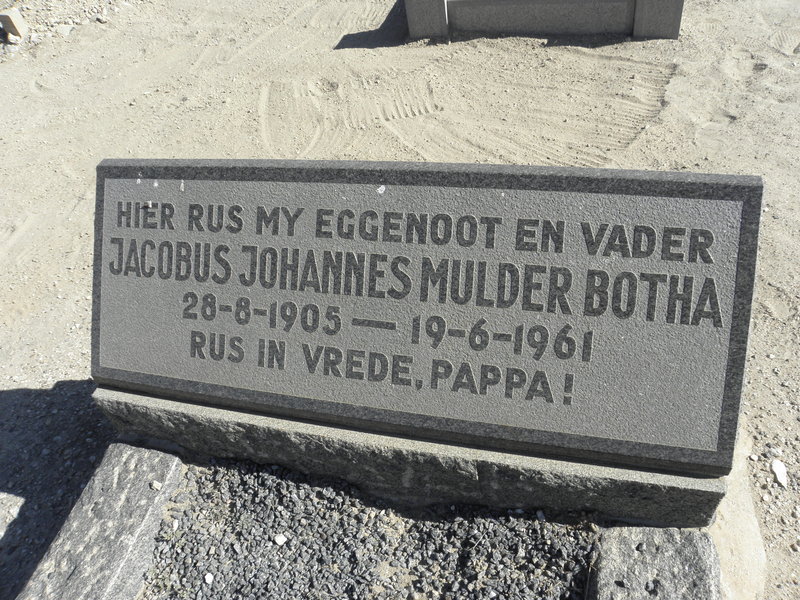 BOTHA Jacobus Johannes Mulder 1905-1961
