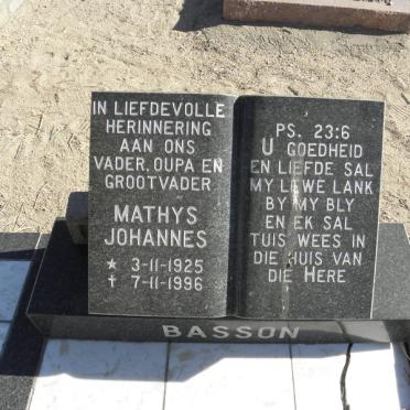 BASSON Mathys Johannes 1925-1996 &amp; Jacomina Elizabeth 1931-1995 :: BASSON Gert J. 1962-1999 